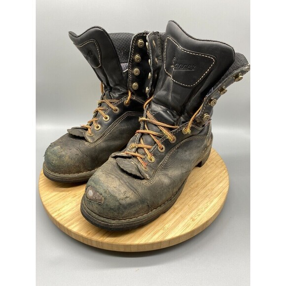 Danner 8" Logger Gore-Tex Quarry Boots Black Leather Combat USA Mens Size 8.5 M - Picture 7 of 11